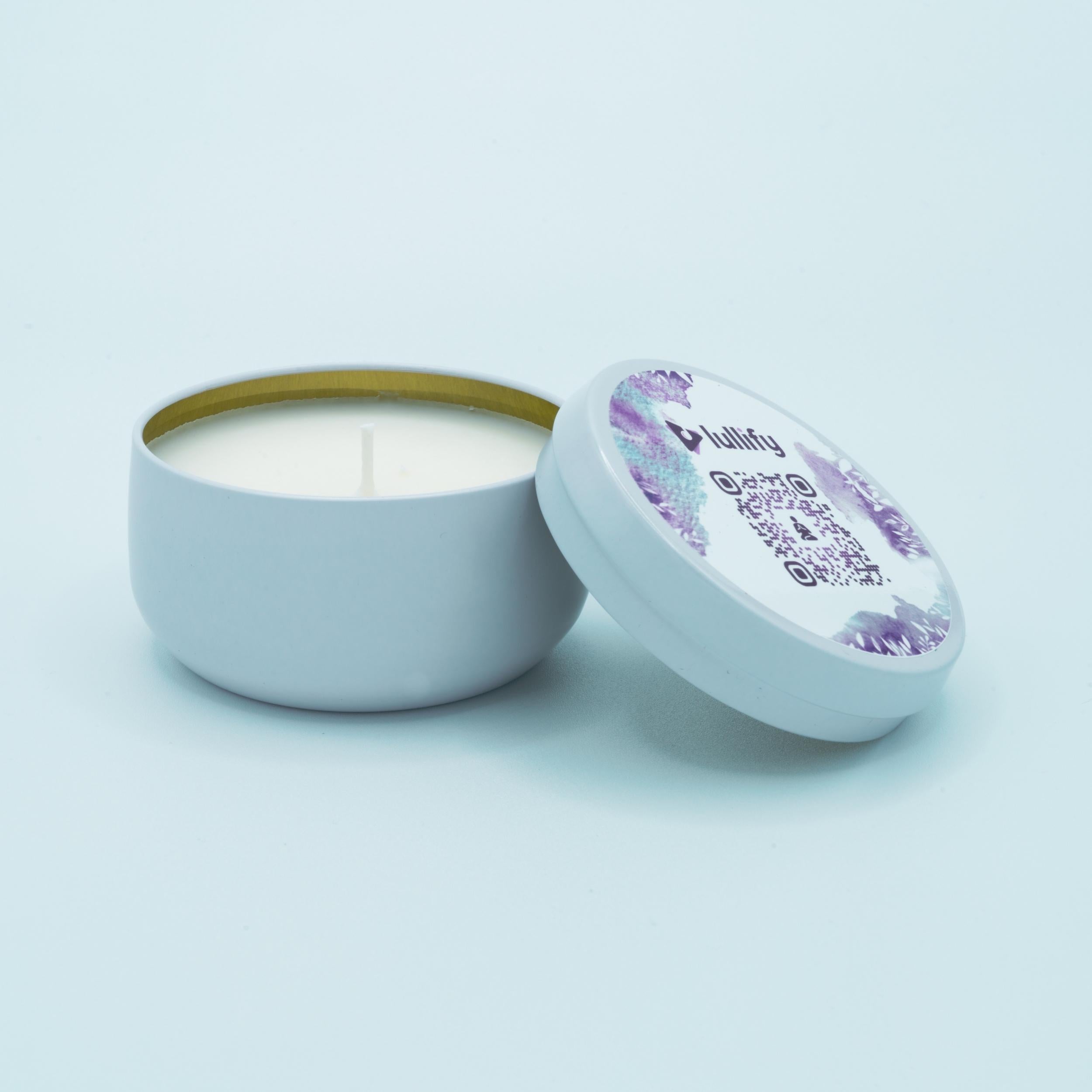 lullify lavender scented candle in the clouds open display