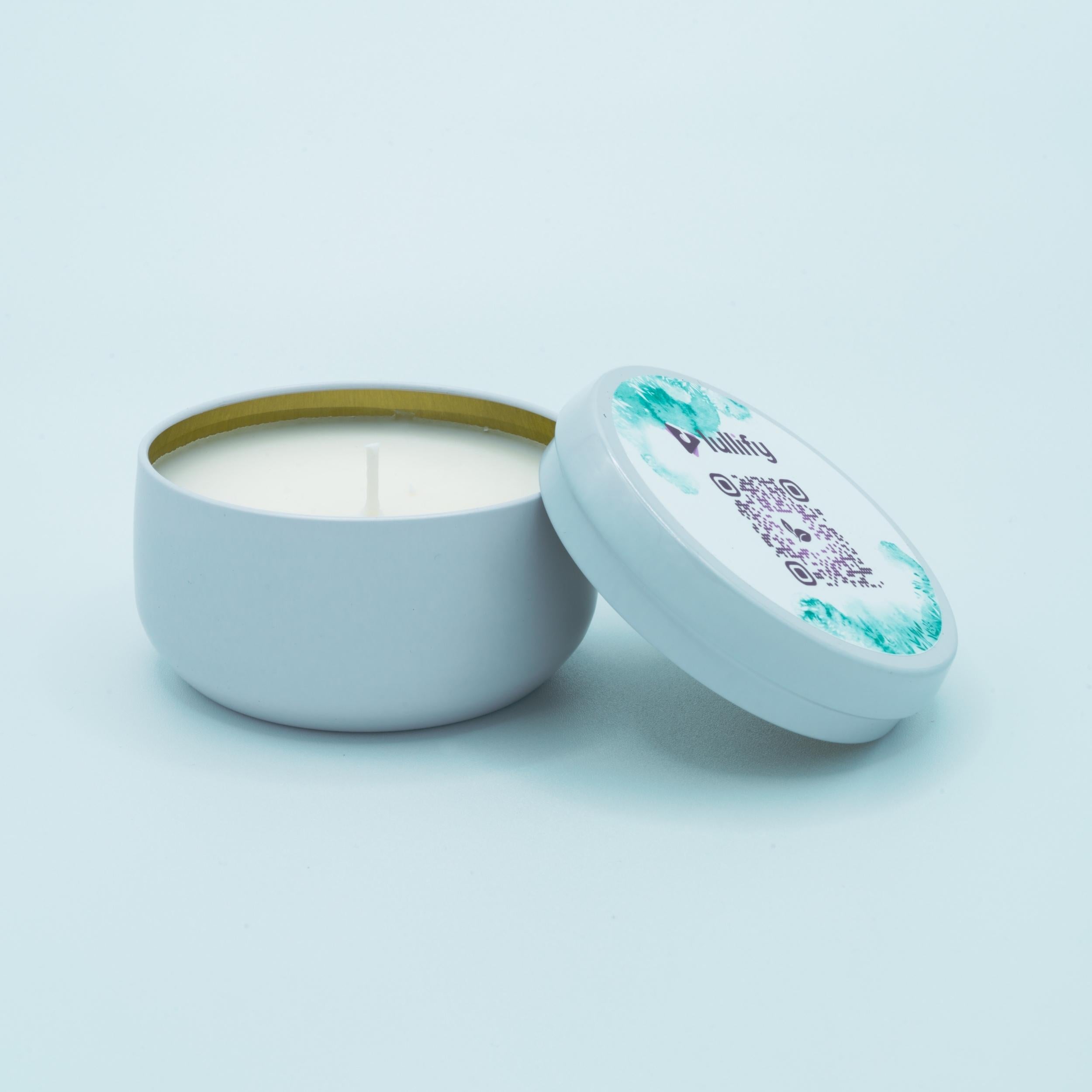 lullify nature scented candle in the clouds open display