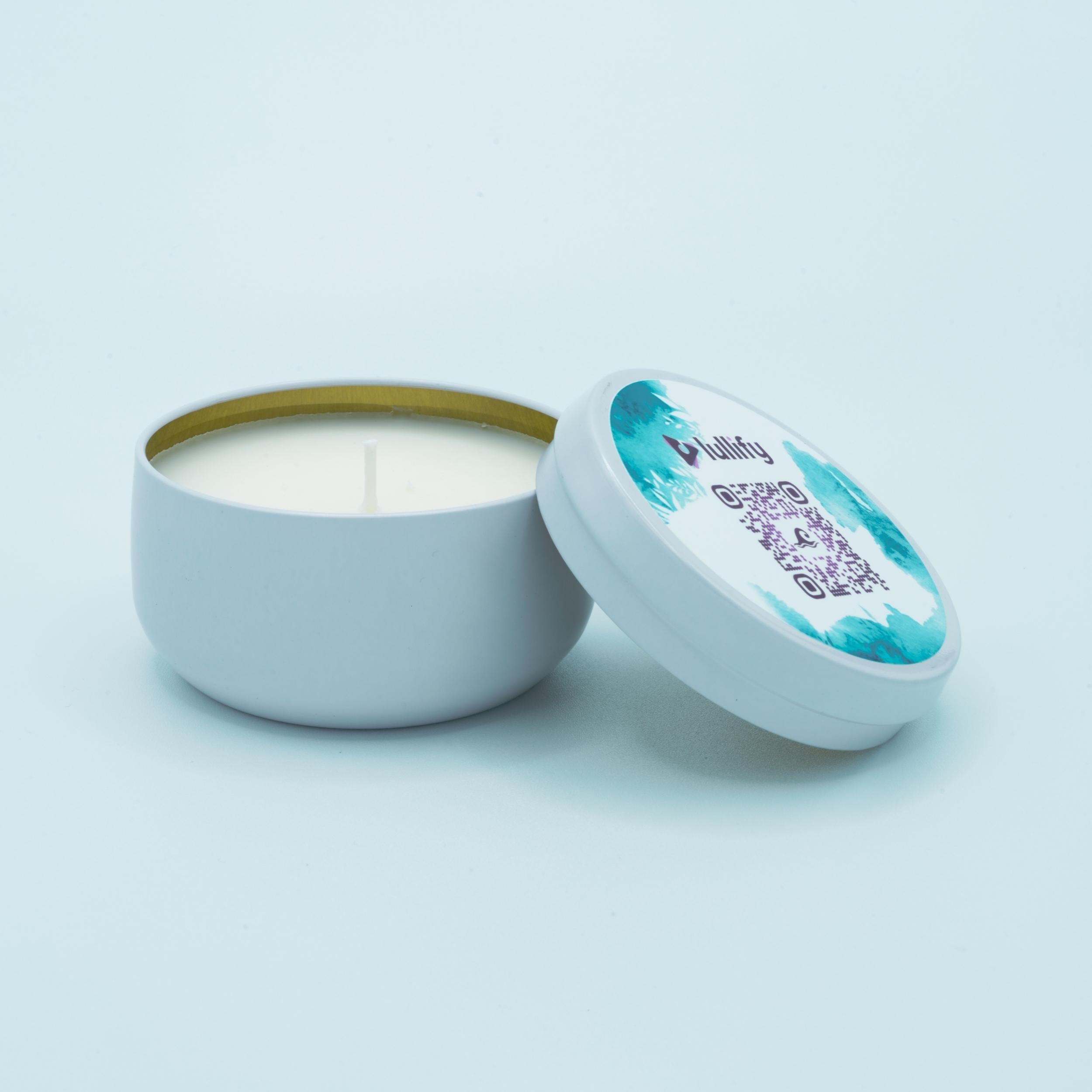 lullify beach scented candle in the clouds open display